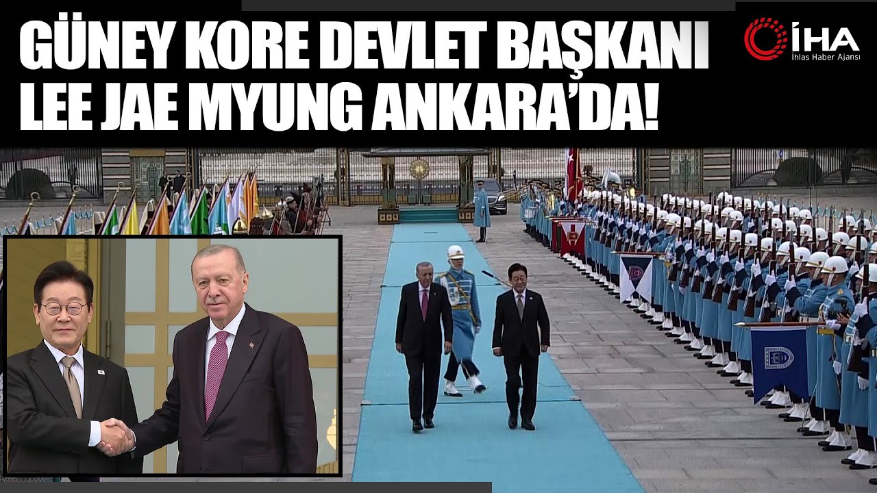 Cumhurbaşkanı Erdoğan, G&uuml;ney Kore Devlet Başkanı Myung'u resmi t&ouml;renle karşıladı