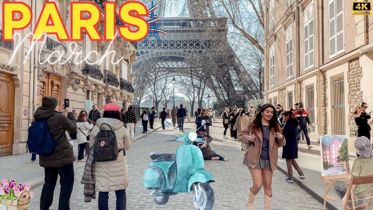 Paris, France 🇫🇷 - 4K PARIS March 2025 😨 Walking on a Net 60m High at the Eiffel Tower