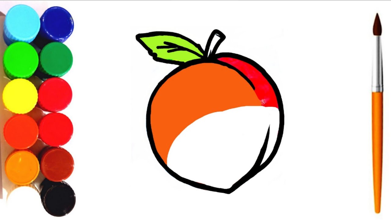 HOW TO DRAW A PEACH 🍑 FOR KIDS | DRAWING, PAINTING AND COLORING #peach #fruits #kidsdrawing #kidsart