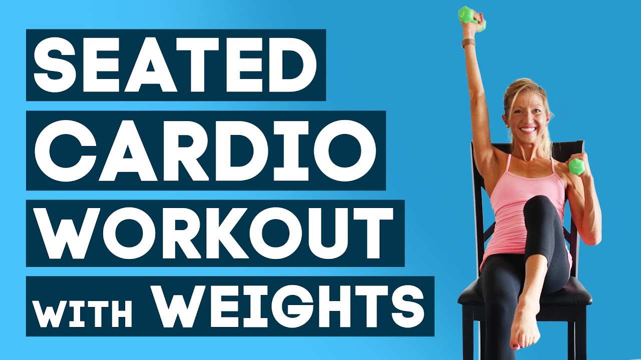 Chair Cardio With Weights - Seated Total Body Cardio and Strength Workout 20 Min (FULL-BODY WORKOUT)