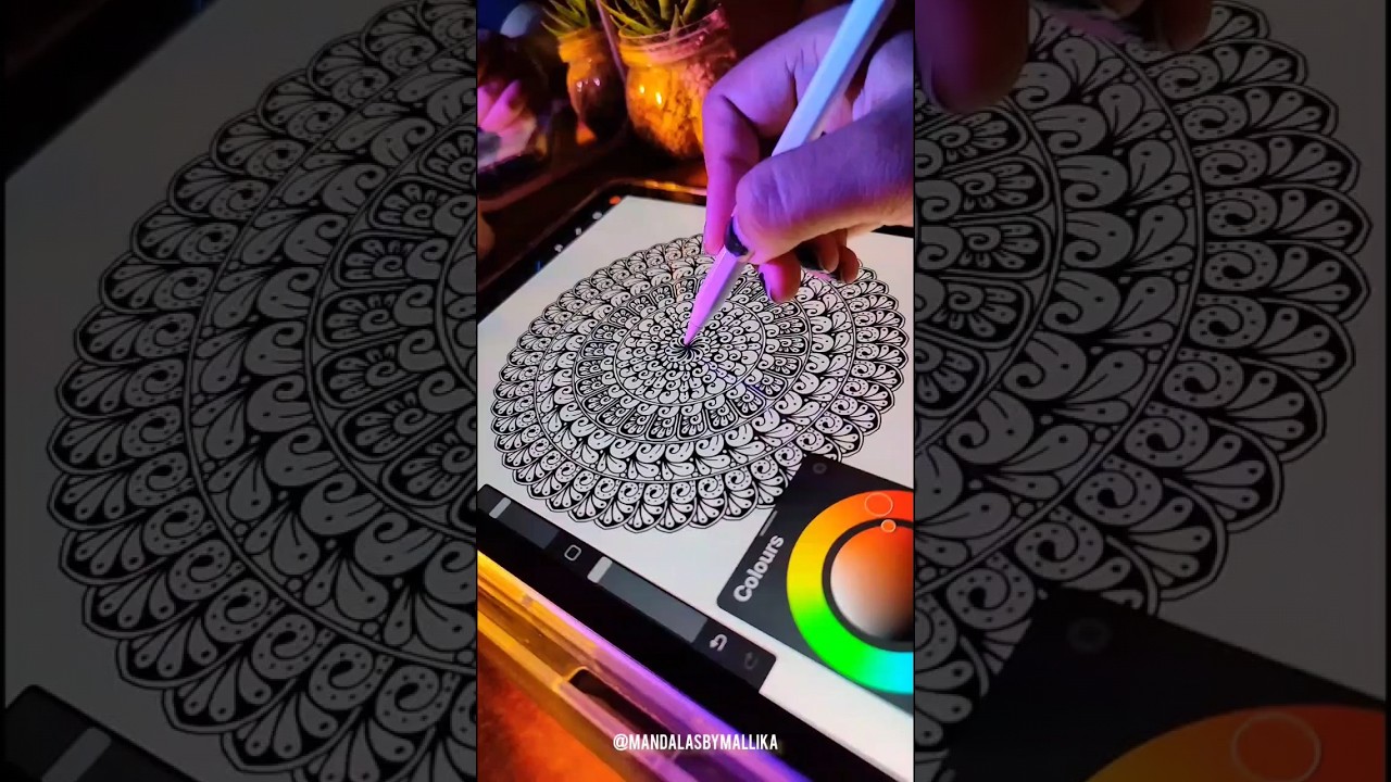 Satisfying Digital Mandala Art #shorts #digitalmandala #mandalaart #ipadair5 #mandalaartforbeginners