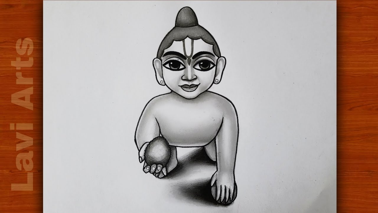 How to draw krishna Laddu Gopal ( Easy step by step ) | Krishna rawing | Janmashtami Drawing