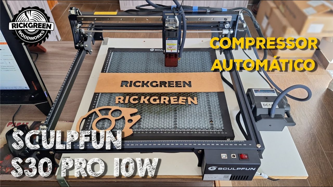 Gravadora Laser Sculpfun S30 Pro 10W - A CNC com Compressor de Ar Automático