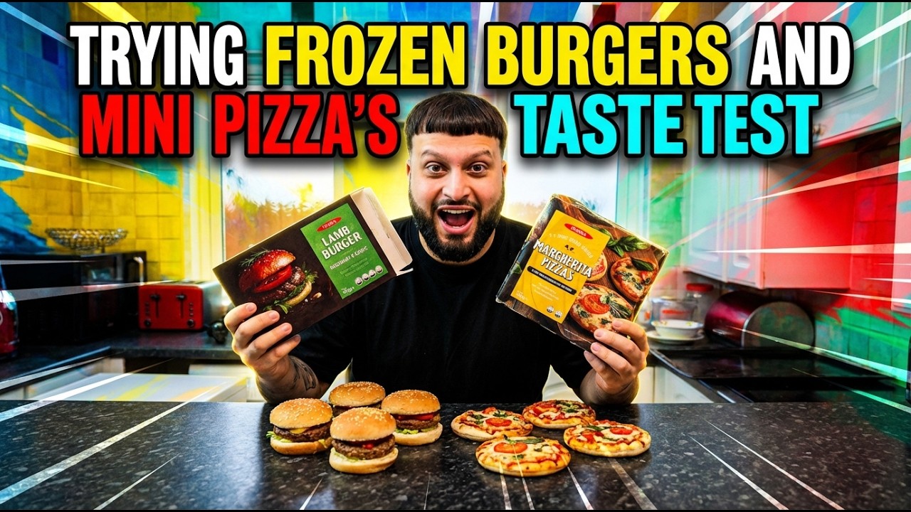 TRYING FROZEN BURGERS AND MINI PIZZA FOR THE FIRST TIME!! TASTE TEST, HOW DID THEY TASTE???