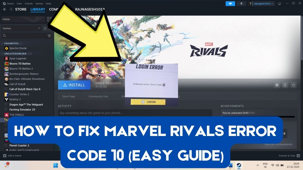 How To Fix Marvel Rivals Error Code 10 (Easy Guide)