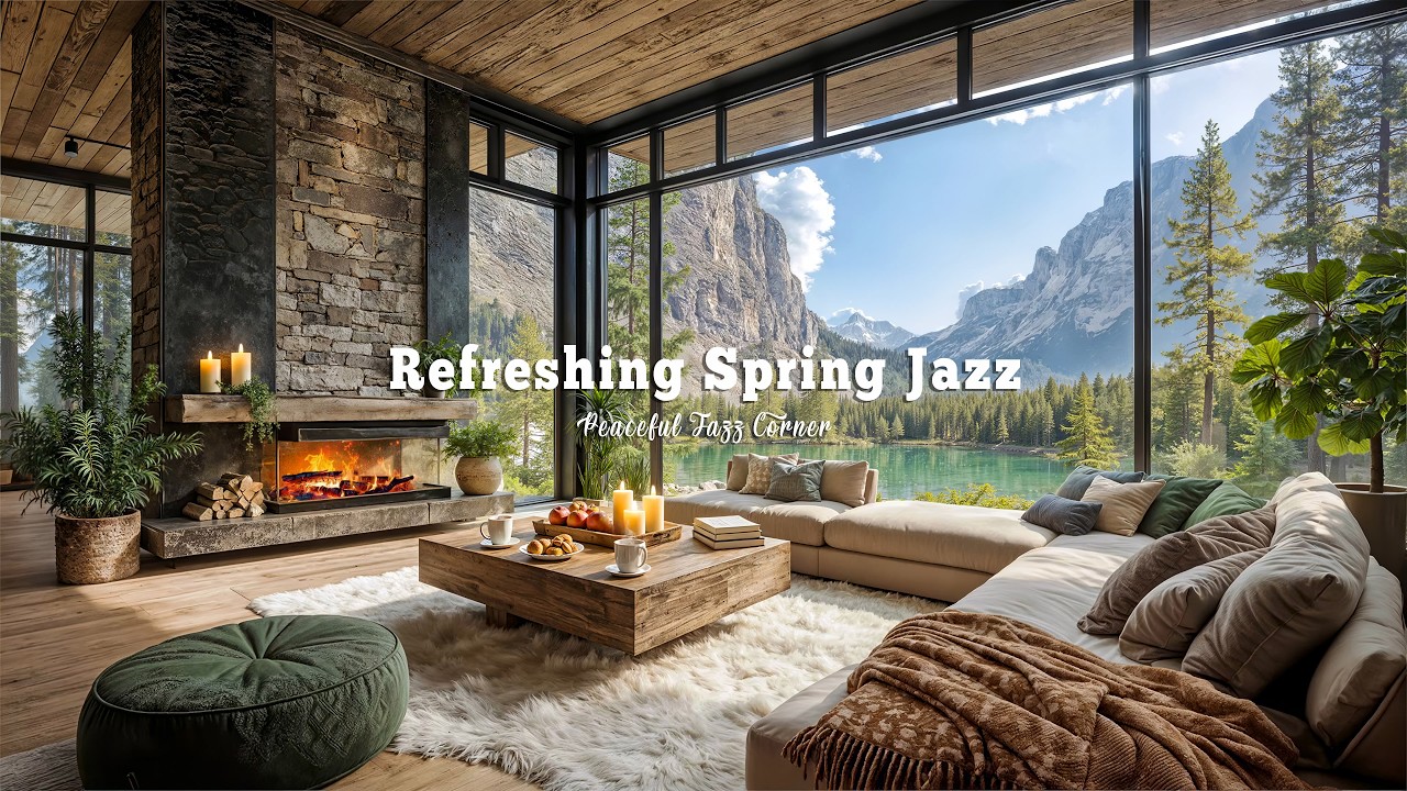 Refreshing Spring Jazz Music In Calm Forest | Lakeside Indoor Ambience With Nature Therapy For Focus