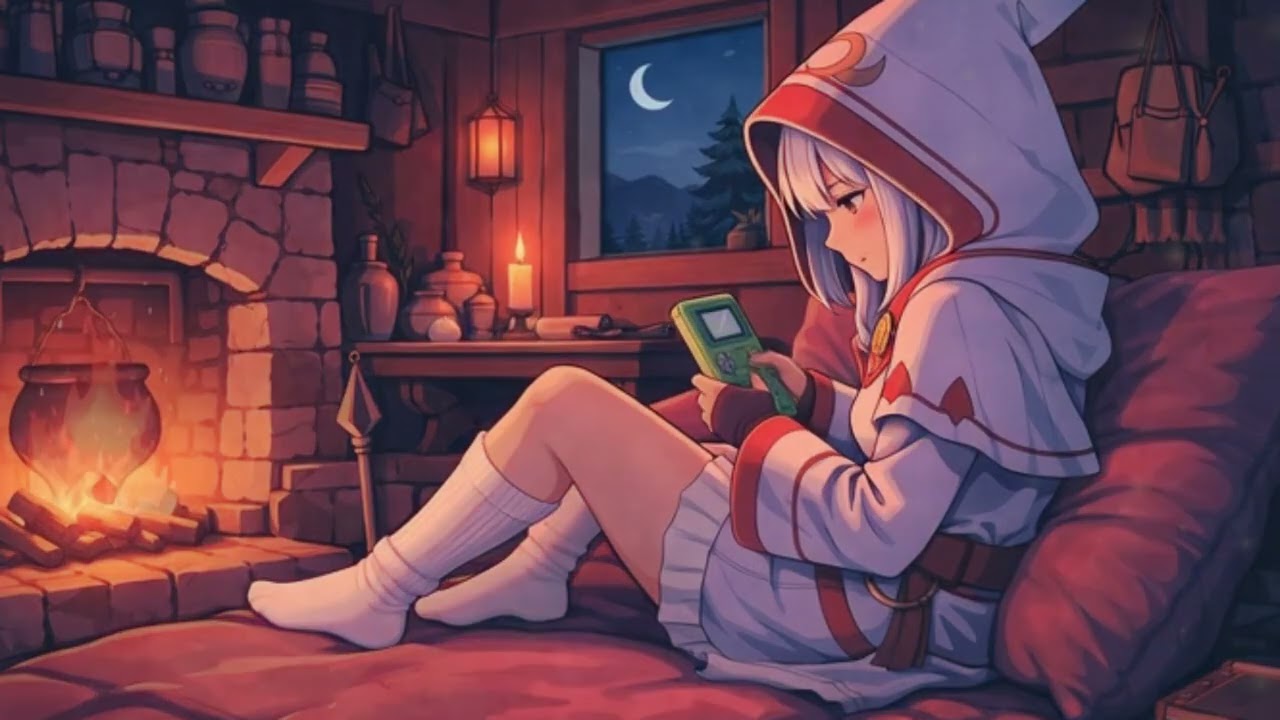 After the Quest 🎮🔥 | Cozy Retro Fantasy Lofi by the crackling Fireplace