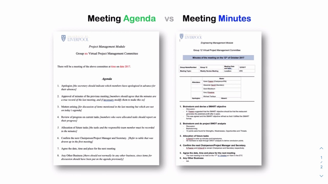 Meeting Agenda vs Minutes