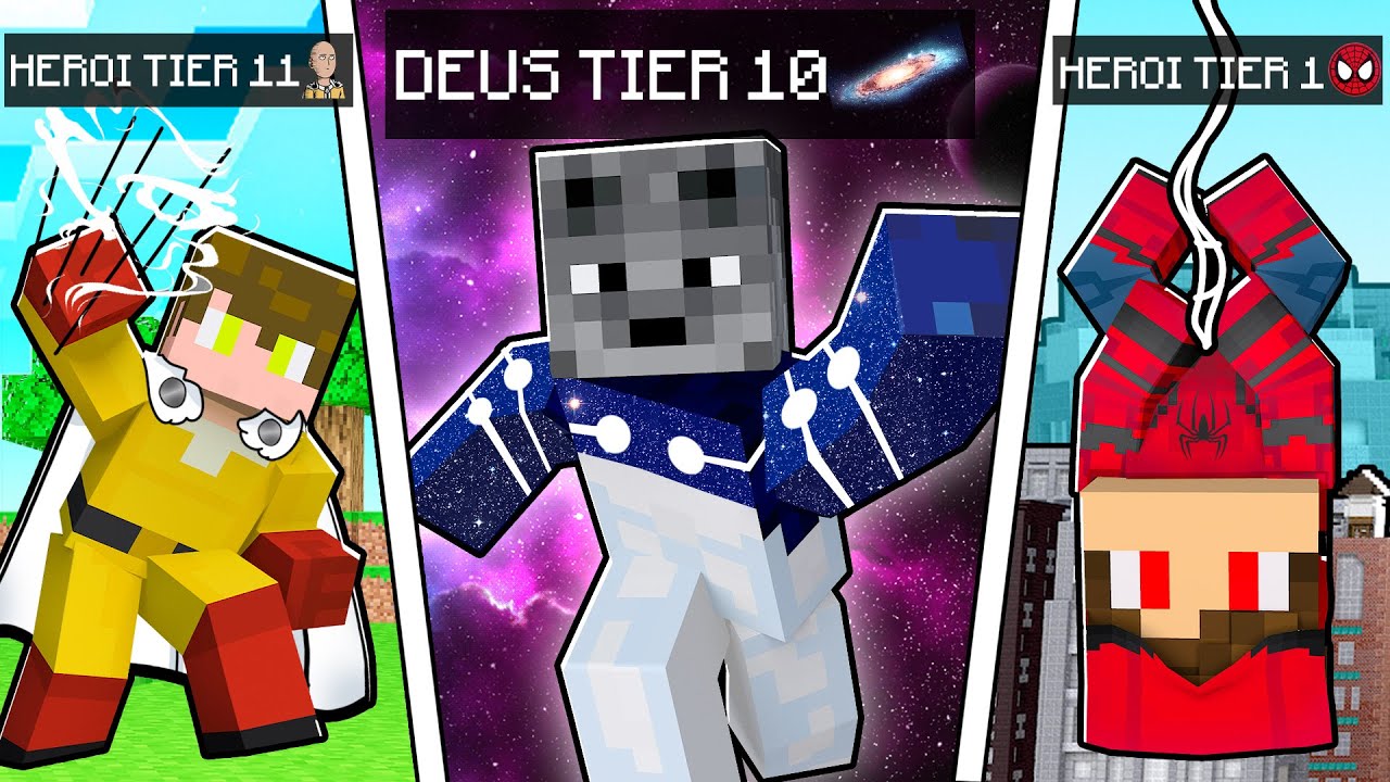 ESCOLHA os HERÓIS TIER 11 de SAITAMA, HOMEM ARANHA CÓSMICO e SONIC pra BATALHAR no MINECRAFT