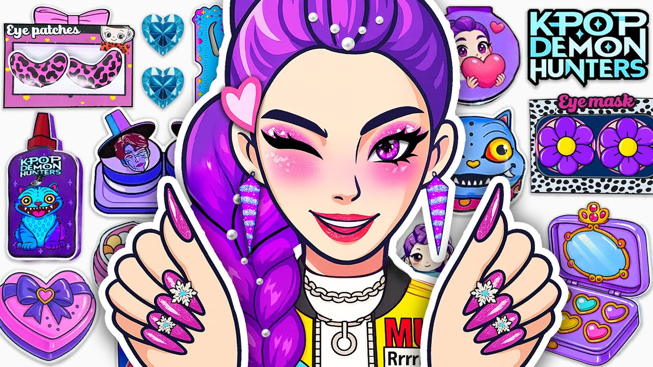 🎀Paper DIY🎀 KPOP DEMON HUNTERS RUMI Hairstyle 💇🏻‍♀️ Skincare + Makeup 💄 ASMR Unboxing | Hana Paper