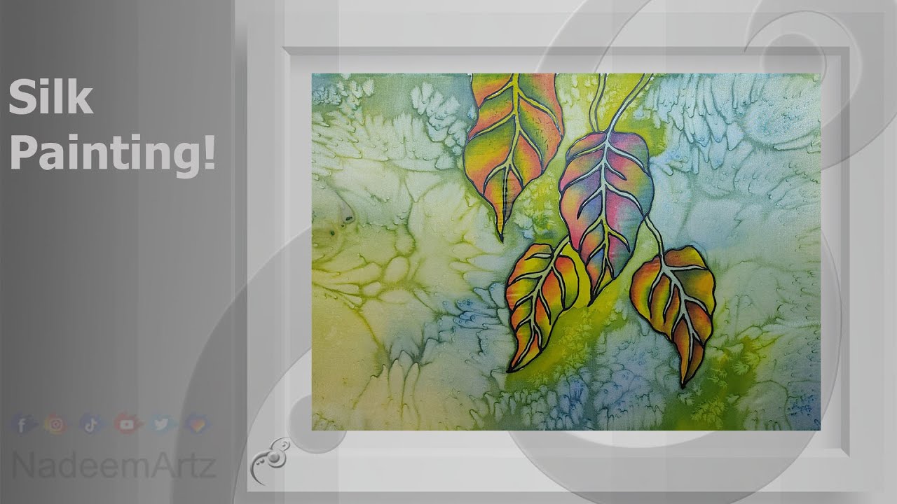 Silk painting | Textile Techniques | Hand Painting | Leaves Drawing & Shading, Silk paint Lesson -1