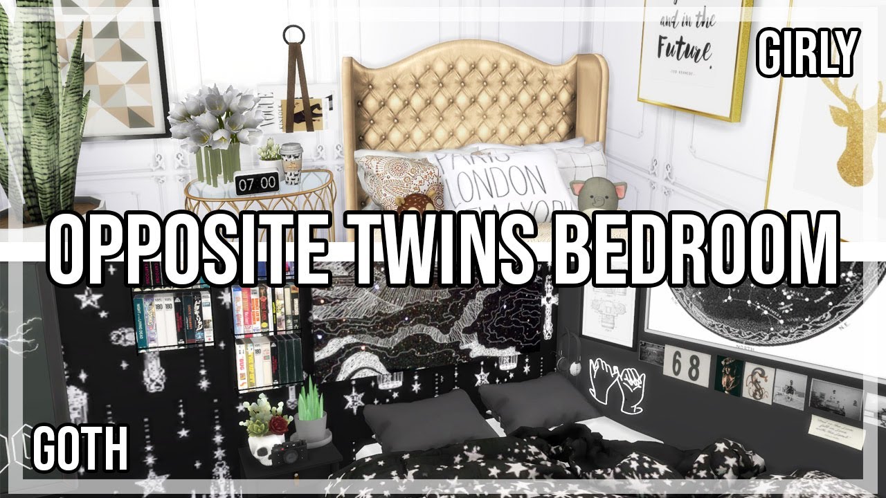 The Sims 4: Room Build || Opposite Twins Bedroom [GIRLY/GOTH]