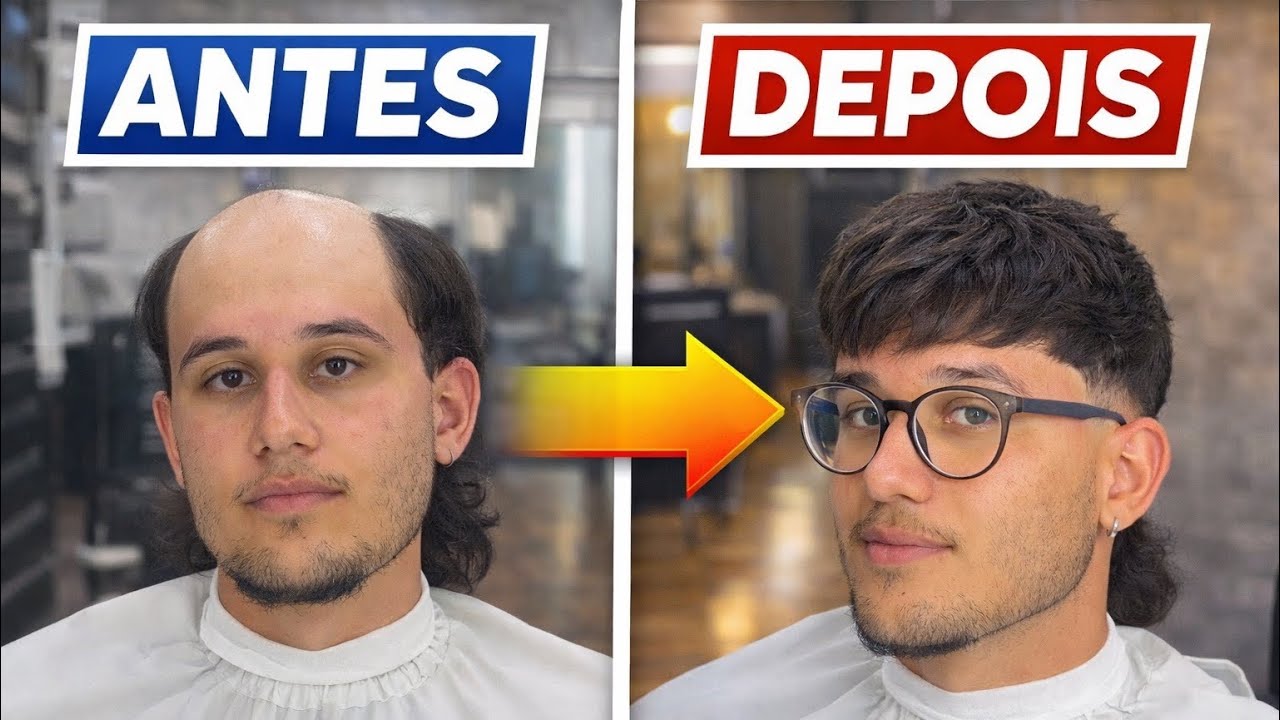 Ele Entrou Careca e Saiu Outra Pessoa 😱 Prótese Capilar com corte Mullet