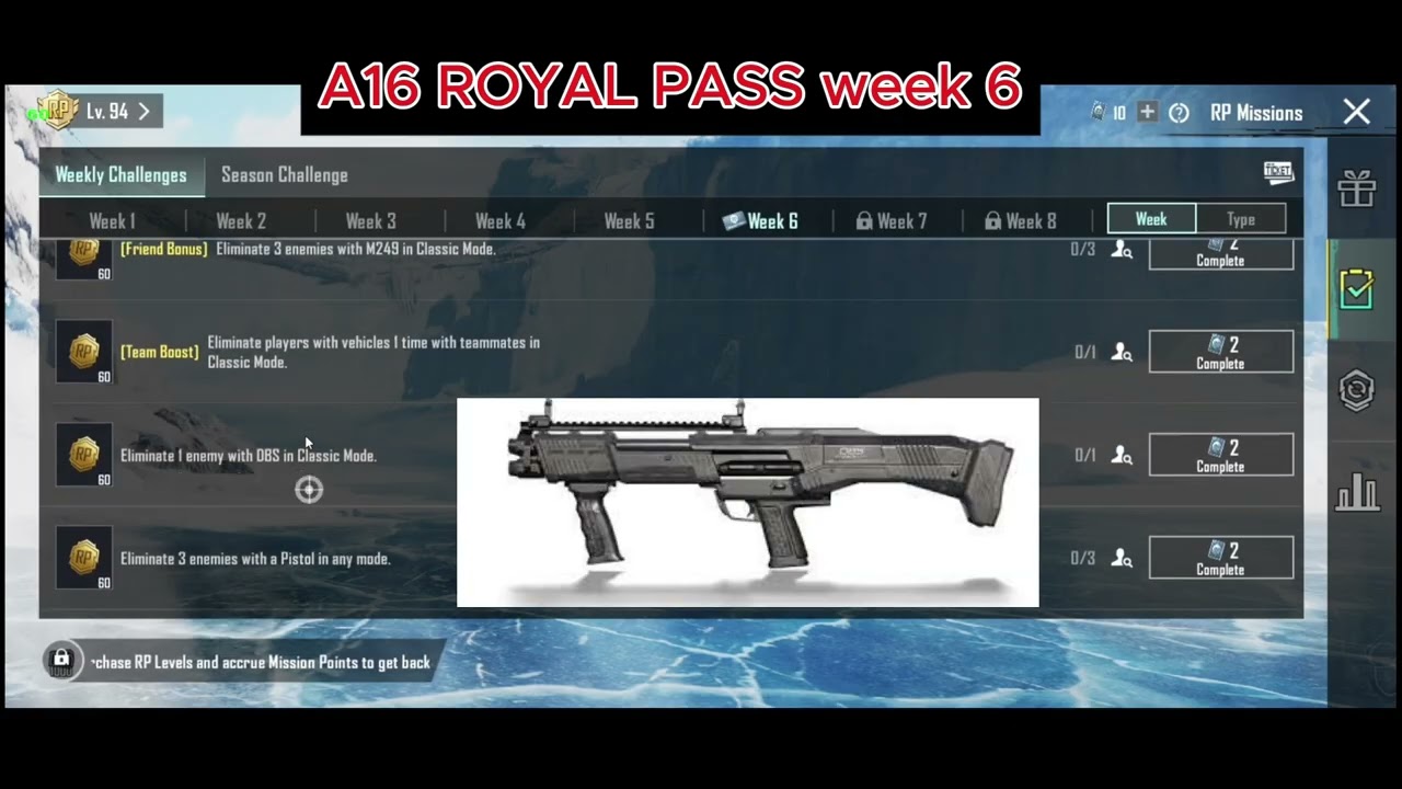 pubgmobile A16 ROYAL PASS WEEK 6