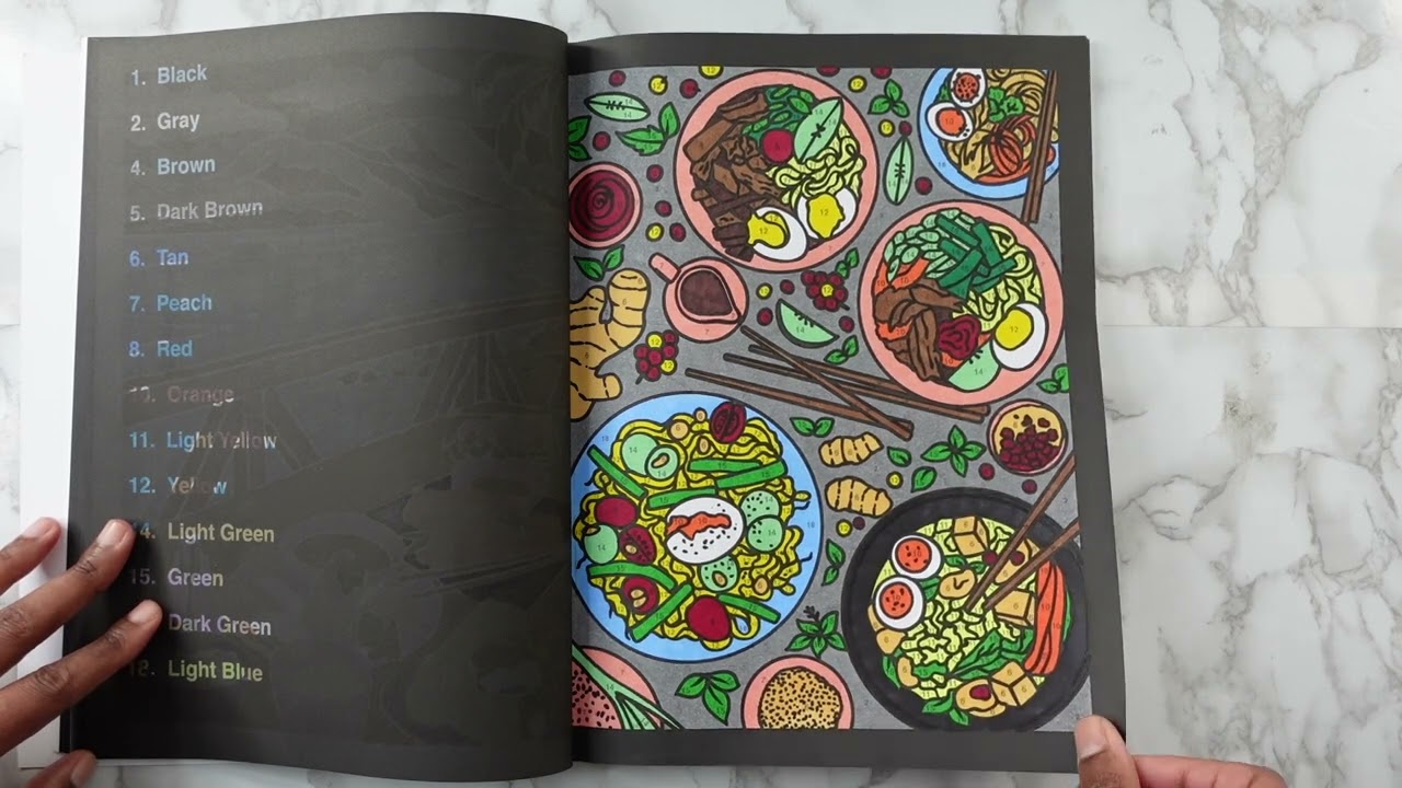 Completed Coloring Book FLIP THROUGH Delicious Food Color Questopia