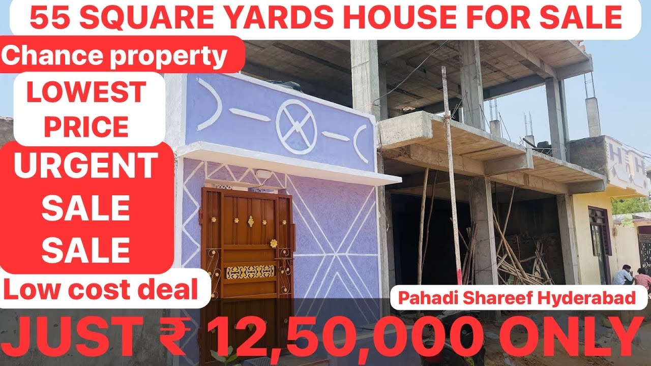 📲(9346662410)₹12,50,000 ONLY 55 SQUARE YARDS HOUSE FOR SALE 2BHK PAHADI SHAREEF HYDERABAD