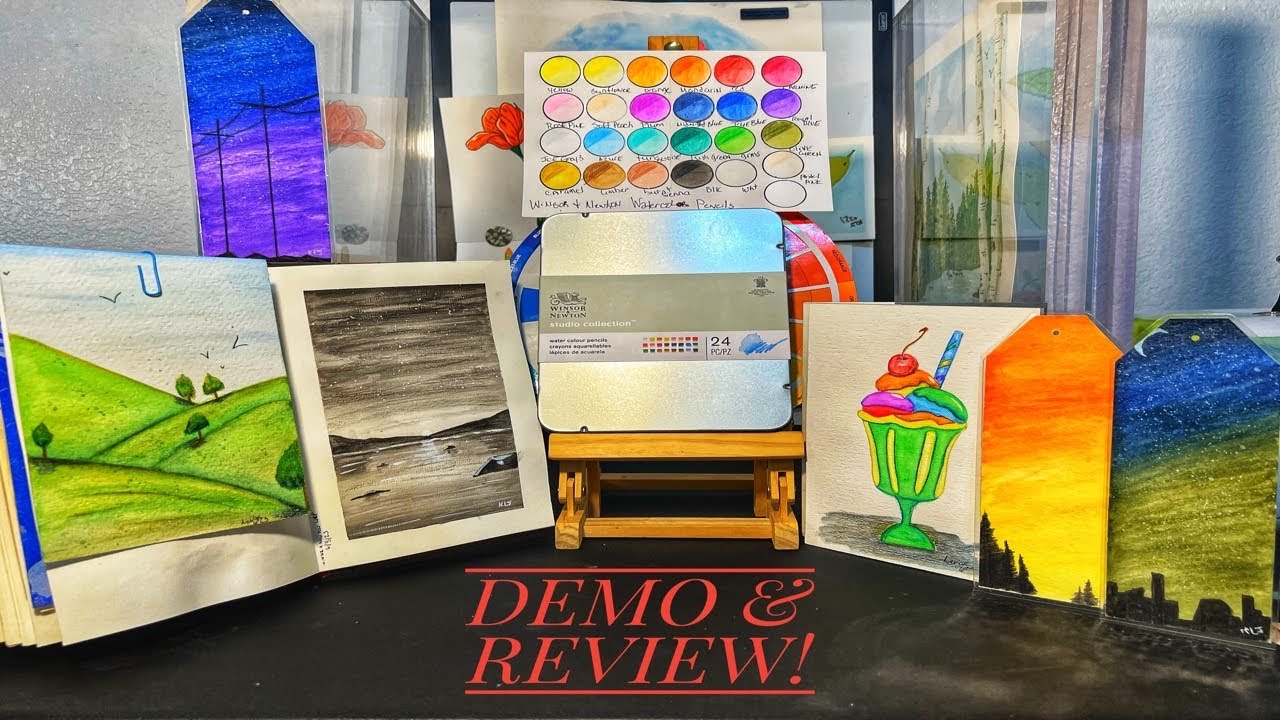 Winsor & Newton Watercolor Pencil REVIEW AND DEMO - Rainbow Sundae