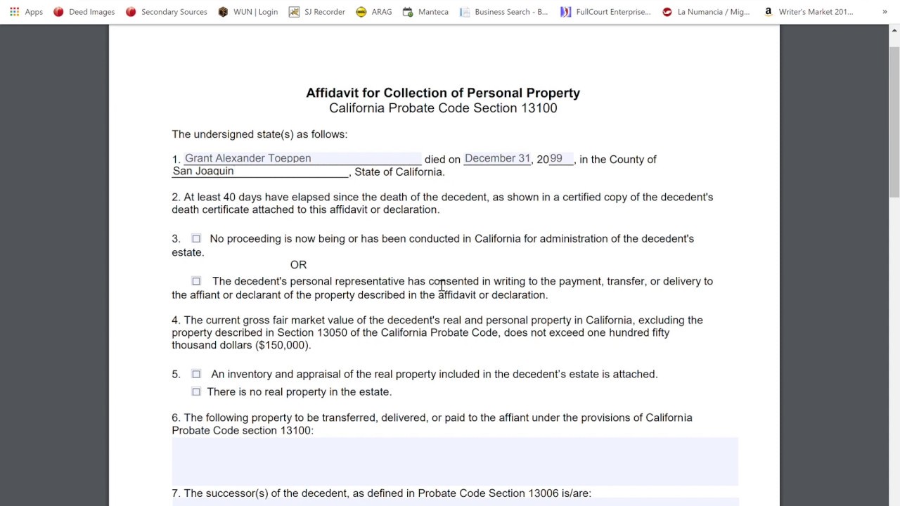 Avoiding Probate: How to Fill Out a California Small Estate Affidavit