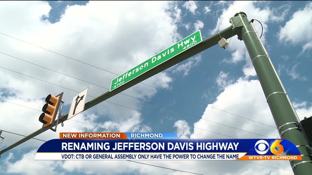 Who has the authority to change the name of Jefferson Davis Highway?