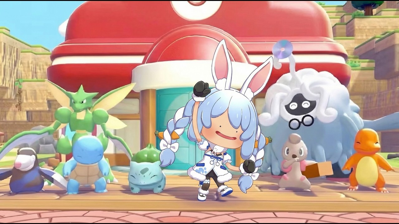 Pekora tries the new Pok&eacute;mon building game