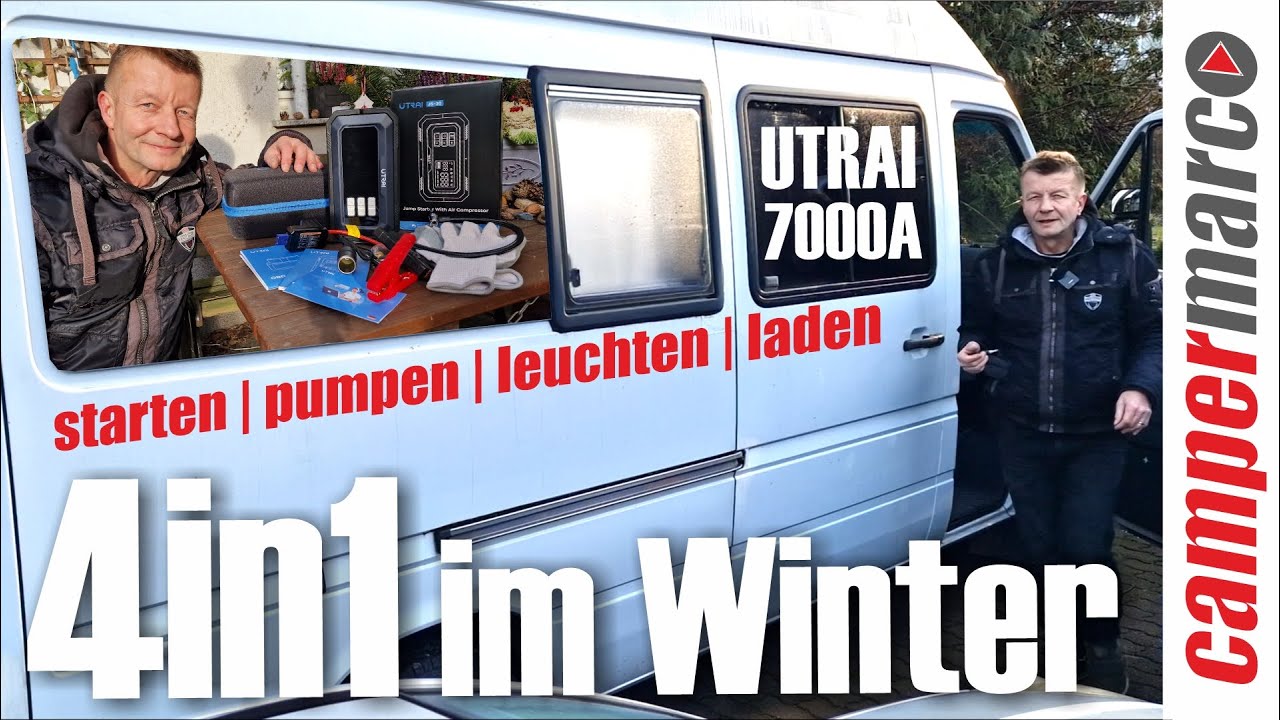 Ein Muss für alle PkW & Wohnmobilfahrer: UTRAI JS-30 | Starthilfe + Kompressor + Powerbank + Leuchte