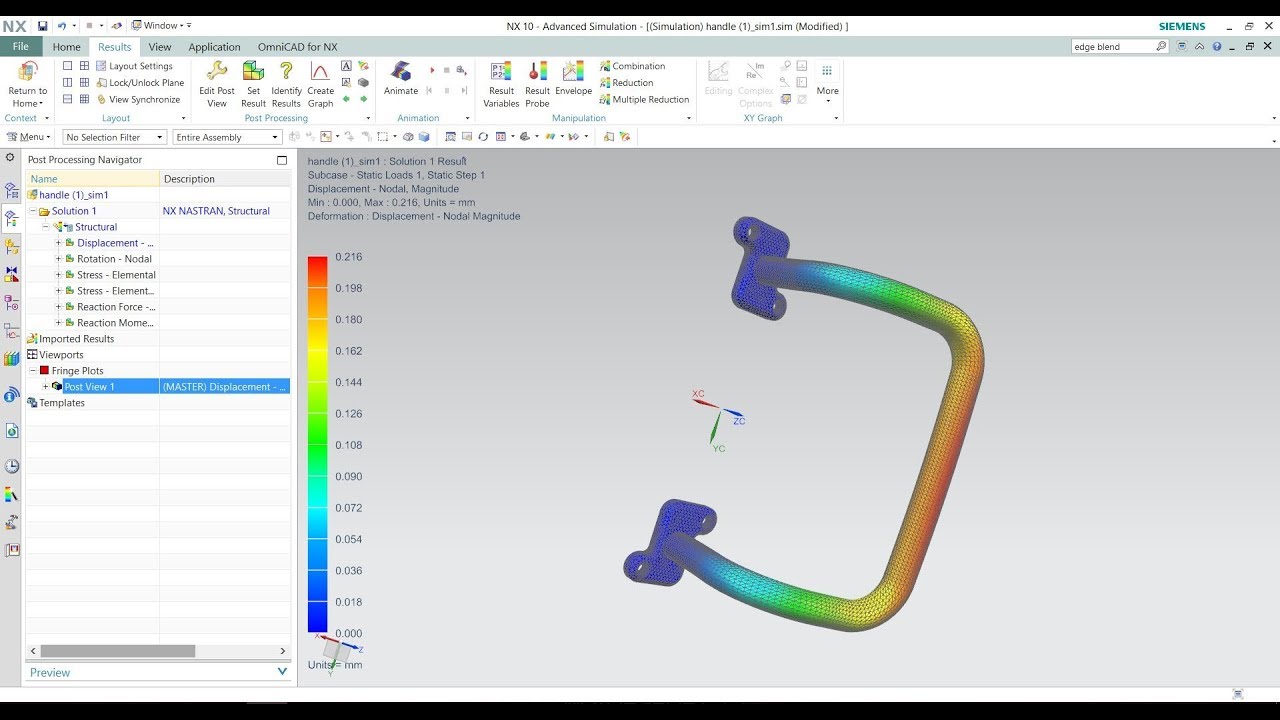 Siemens Nx CAD tutorial structural simulation :Door handle NASTRAN NX siemens