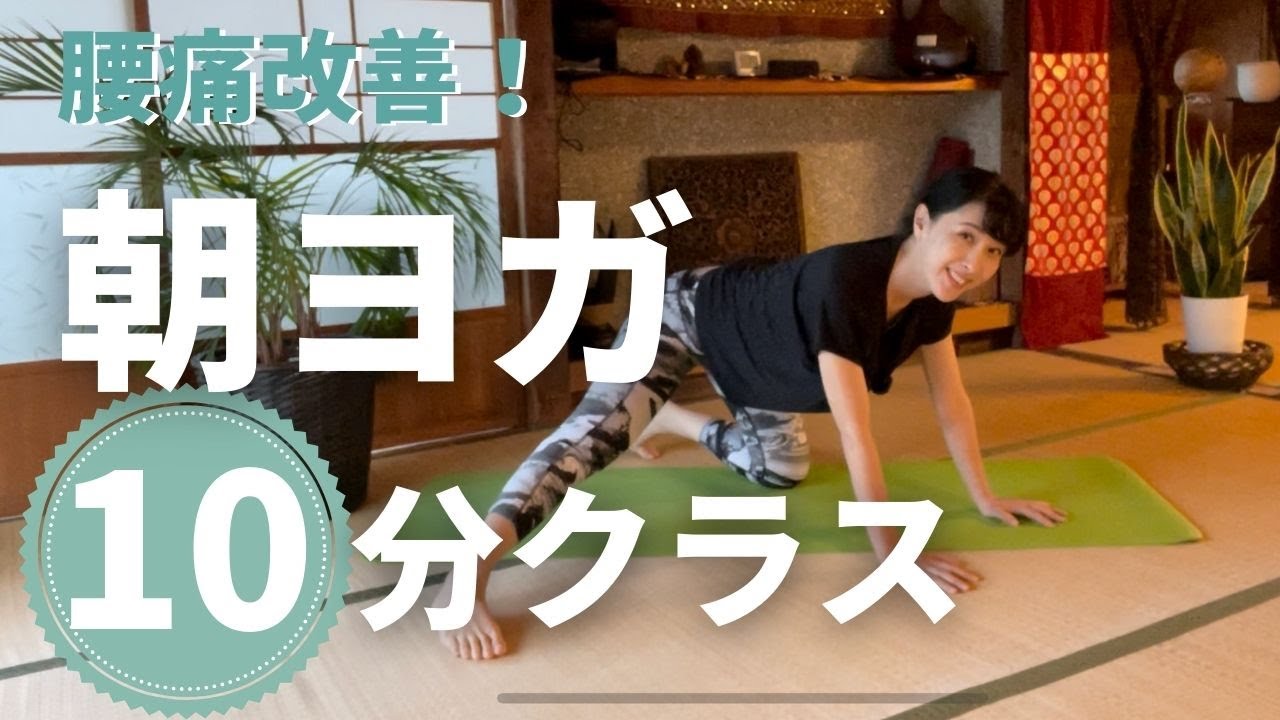 【朝ヨガ10分】♯1腰痛改善に♪幸せホルモンもアップ！初心者さん向け