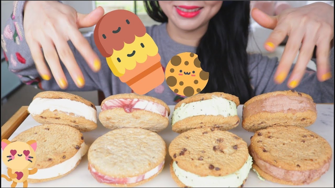 ASMR ICE CREAM COOKIE SANDWICHES | NO TALKING | EATING SOUNDS