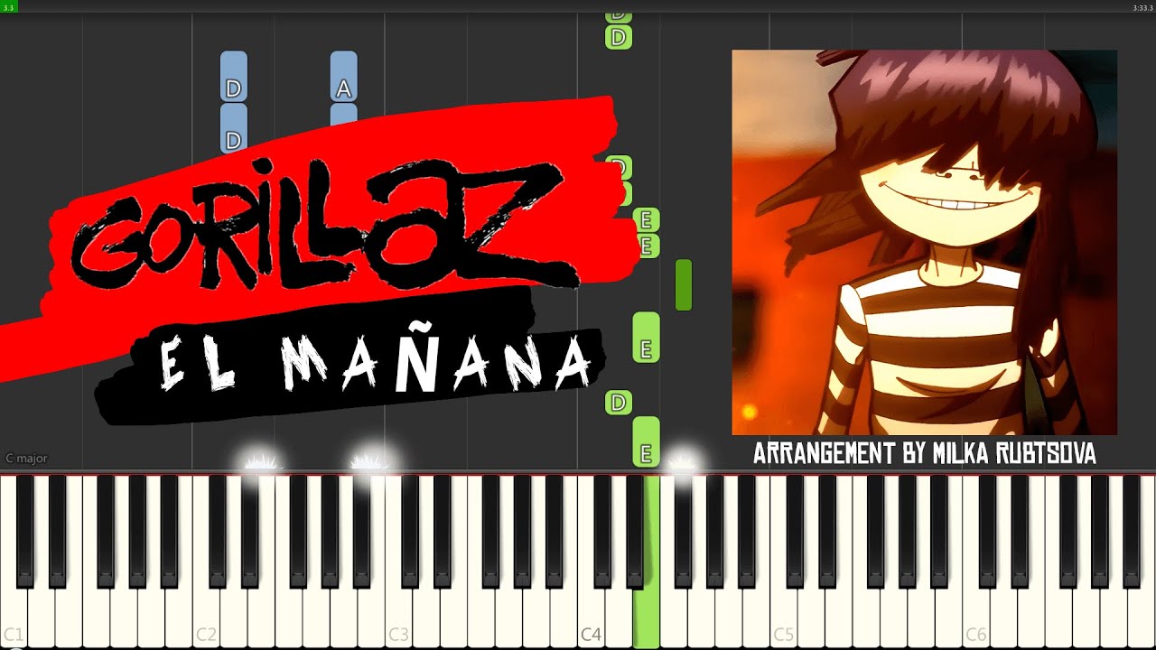 Gorillaz - El Mañana | Piano Cover + Synthesia Tutorial