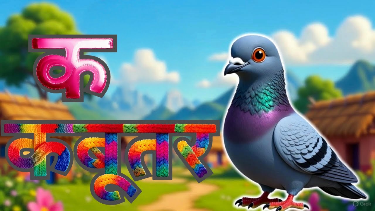 क से कबूतर,अ से अनार a se anaar k se kabutar | Hindi varnmala | ABCD क से‌ कबूतर अ से अनार, for kids