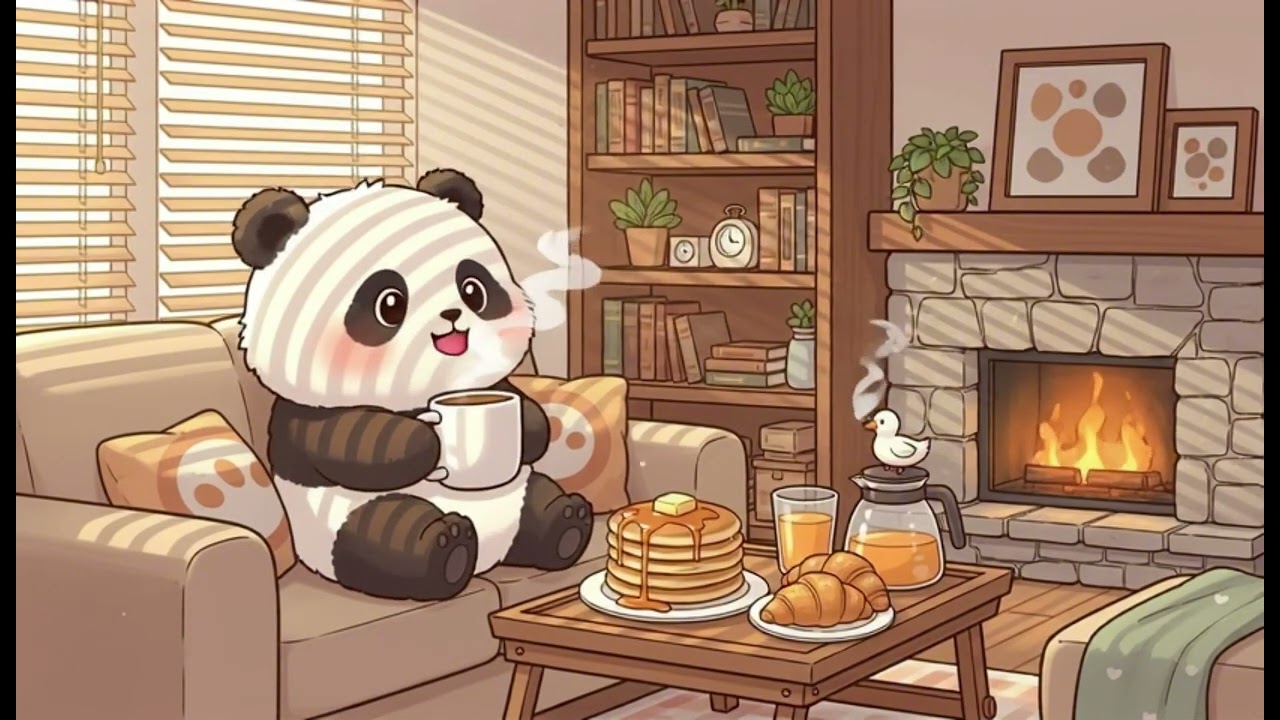 Cozy Fireplace Lo-Fi 🐼🔥 – 1 Hour Study / Focus / Work Music