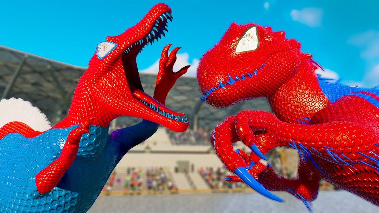INDOMINUS REX PADDOCK ARENA BATTLE – ALL SUPERHERO DINOSAURS FIGHT l Jurassic World Evolution 2
