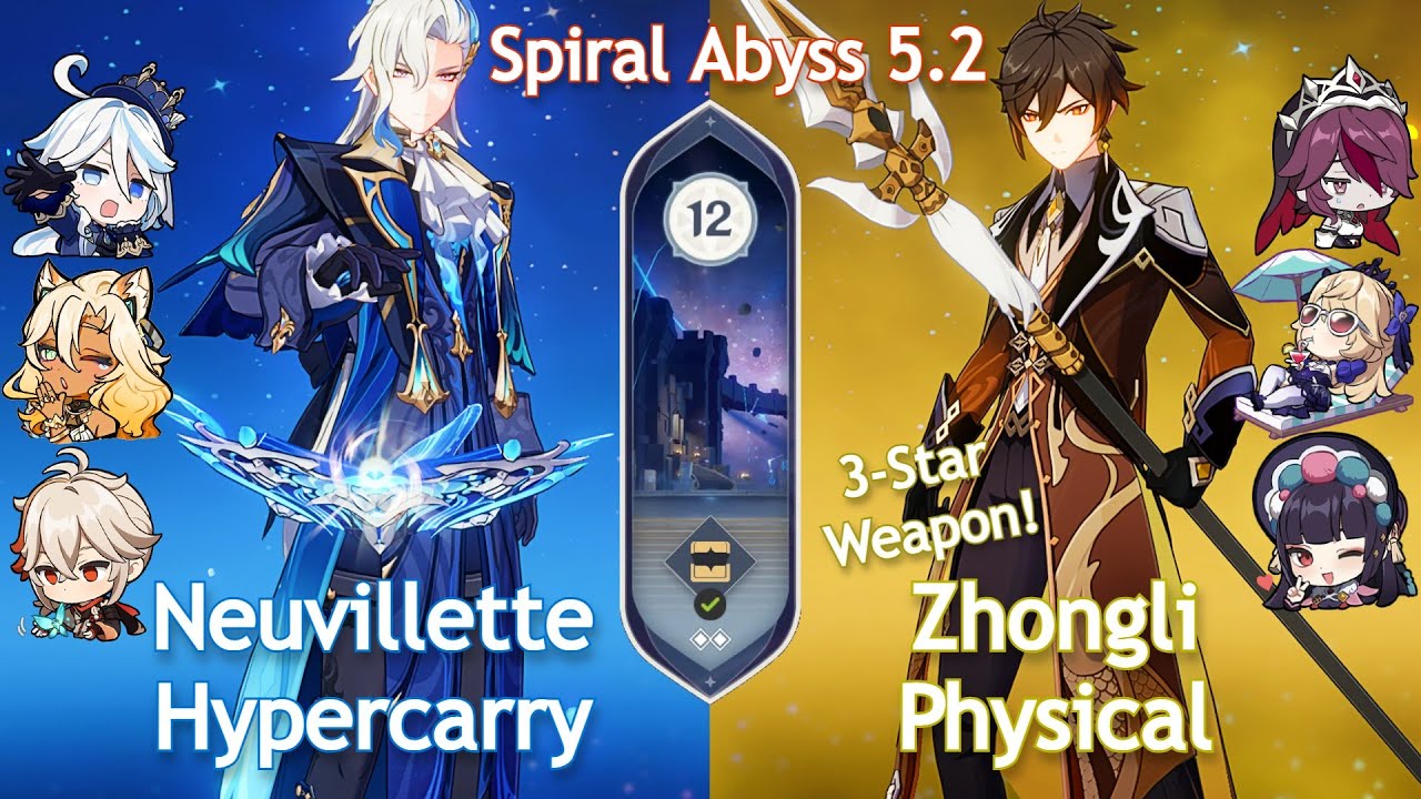 NEW Spiral Abyss 5.2! C0 NEUVILLETTE HYPERCARRY x C0 ZHONGLI PHYSICAL | Floor 12 | Genshin Impact
