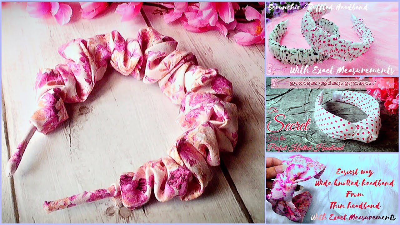 DIY 4 ways to make stylish headbands from old cloths/How to make/Knotted/Scrunchie/Ruffled headband