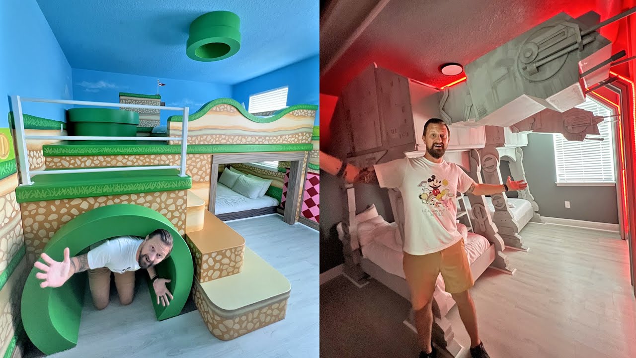 Touring The Hideaway Themed Vacation Home + Staycation! | Mario, Star Wars & Avatar Themed Rooms!