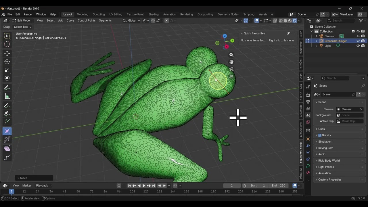 Blender: SDF Modeling: A FROG with only 72 vertices in 8minutes. Not a Timelapse !