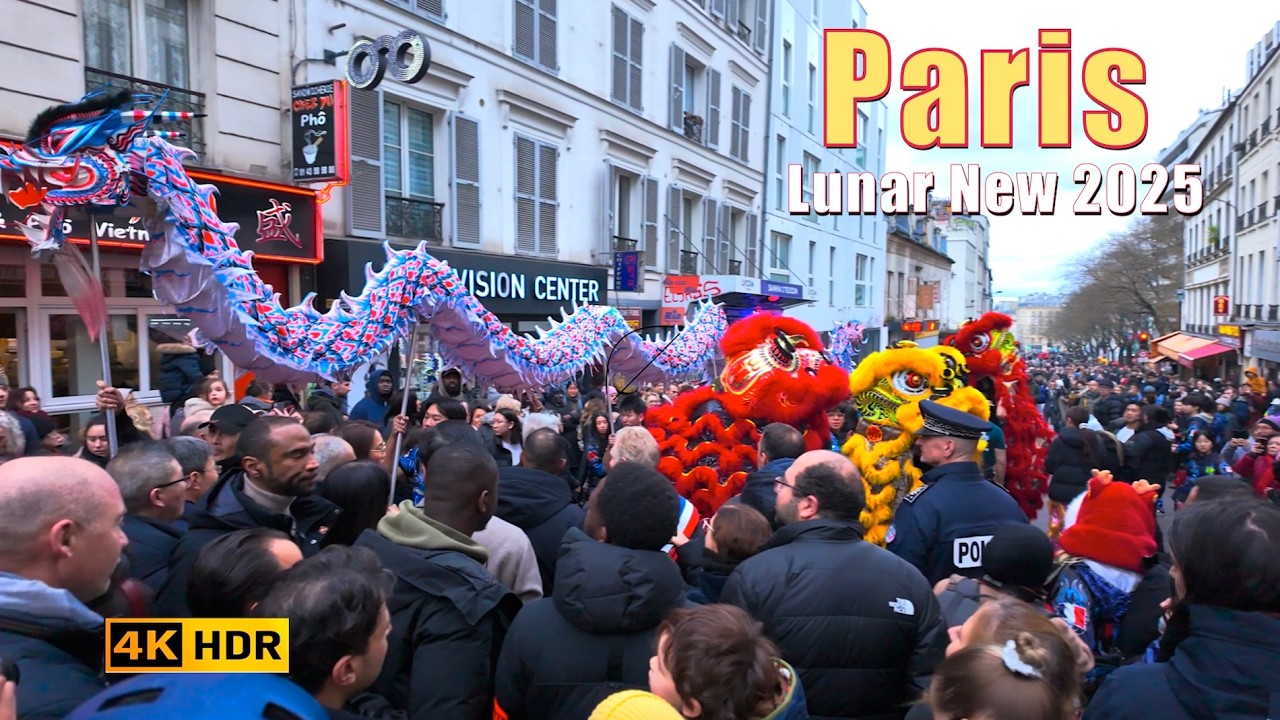 Paris France, 🇫🇷  Chinese New Year 2025 - Lion and Dragon dance -Year of the Snake