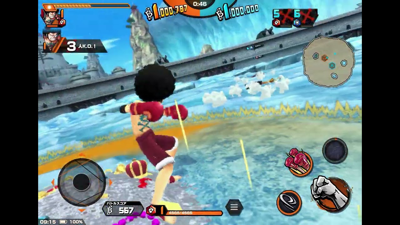 ワンピース　バウンティラッシュ　ルフィ(デービーバックファイト)で60sec.バトル　王下七武海(A)