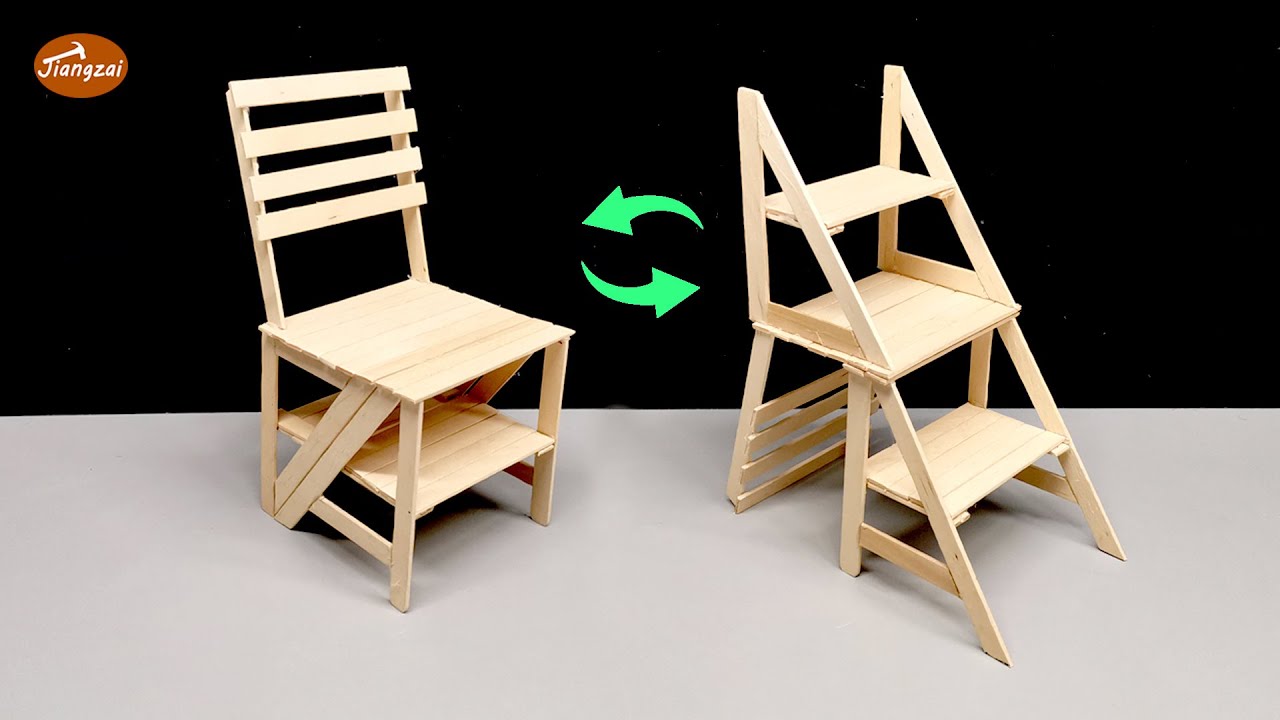 How to make a folding chair OR ladder from Popsicle Sticks-DIY folding ladder