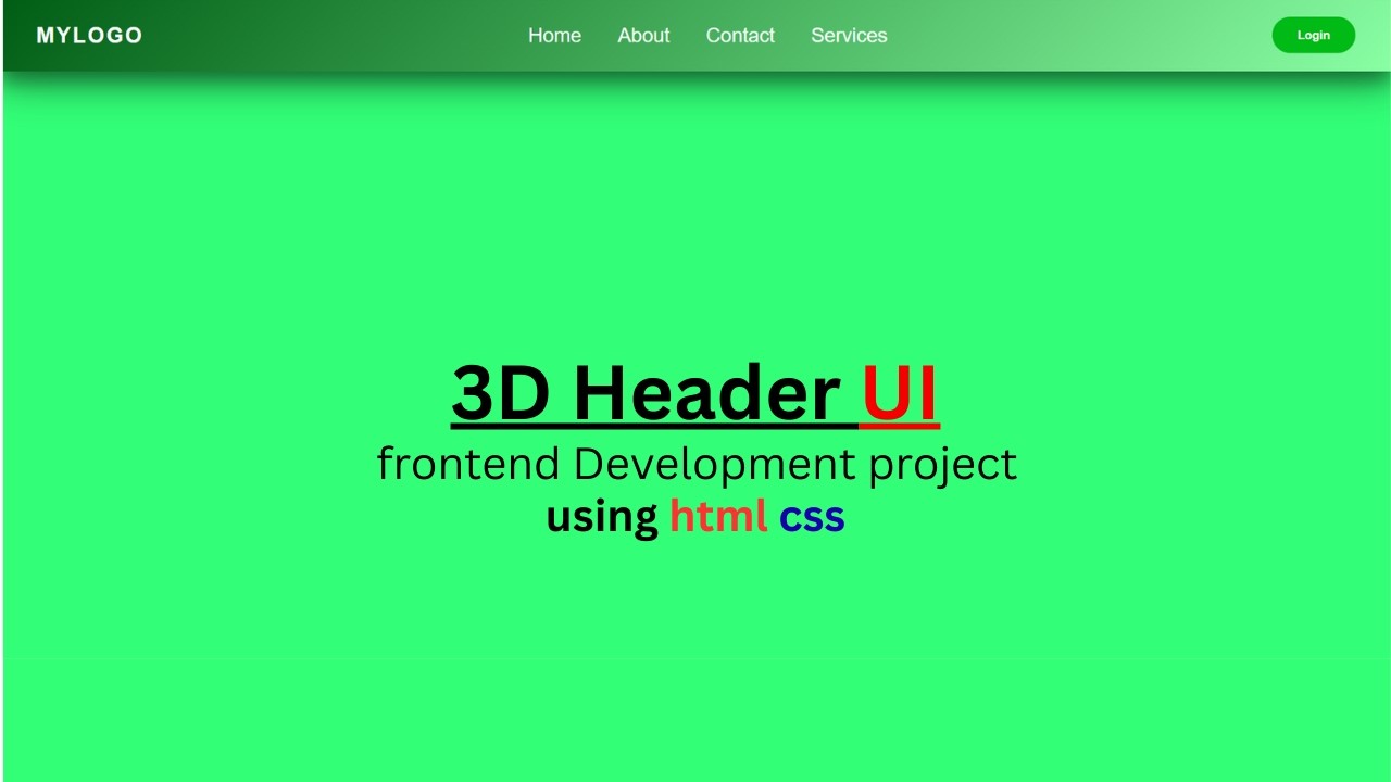 3D Header UI Design Using HTML and CSS || Web Development mini project for web developers. #webdev