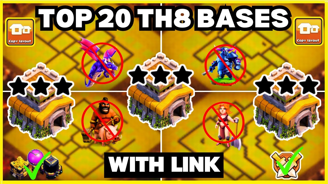TH8 War & Farming Bases ♦ 2024 Updated ♦ ANTI TH9 | ANTI DRAGON | ANTI 2 STAR | With Copy Links 2024