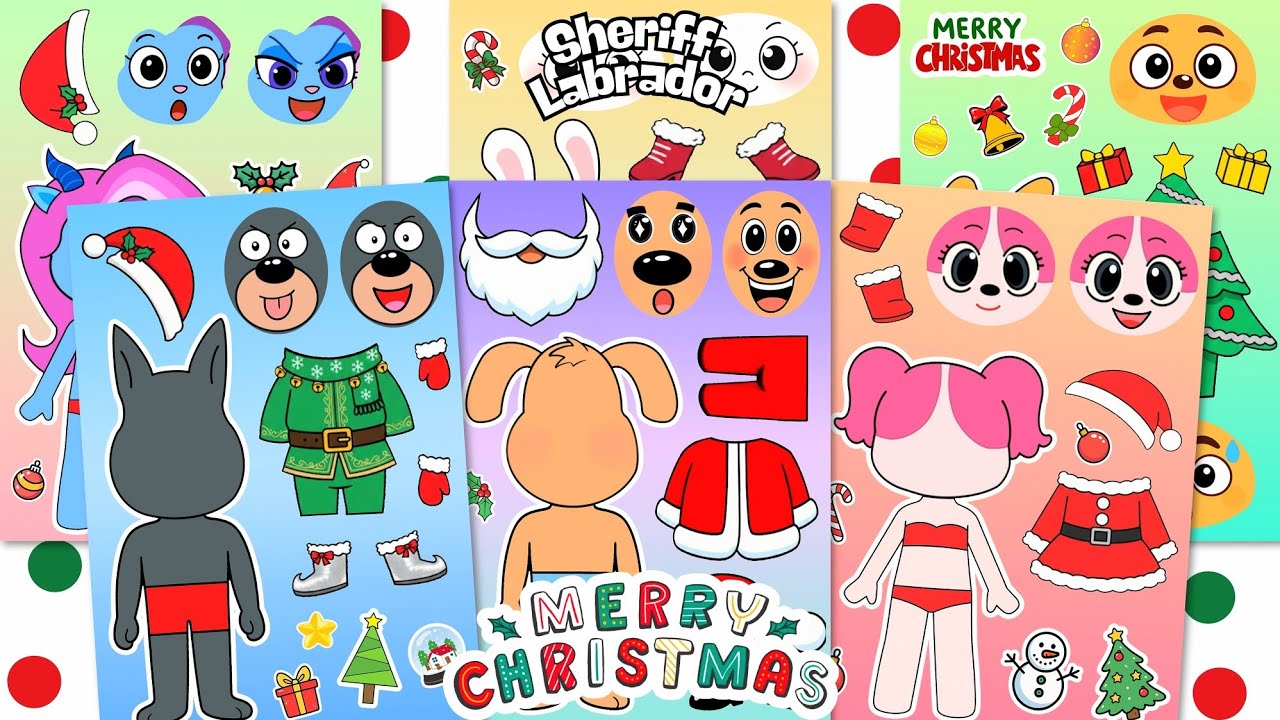 Sheriff Labrador Christmas Dress Up Sticker Book 🎄🐶 | 래브라도 경장 크리스마스 옷입히기 스티커북 | ASMR 🐶🎄