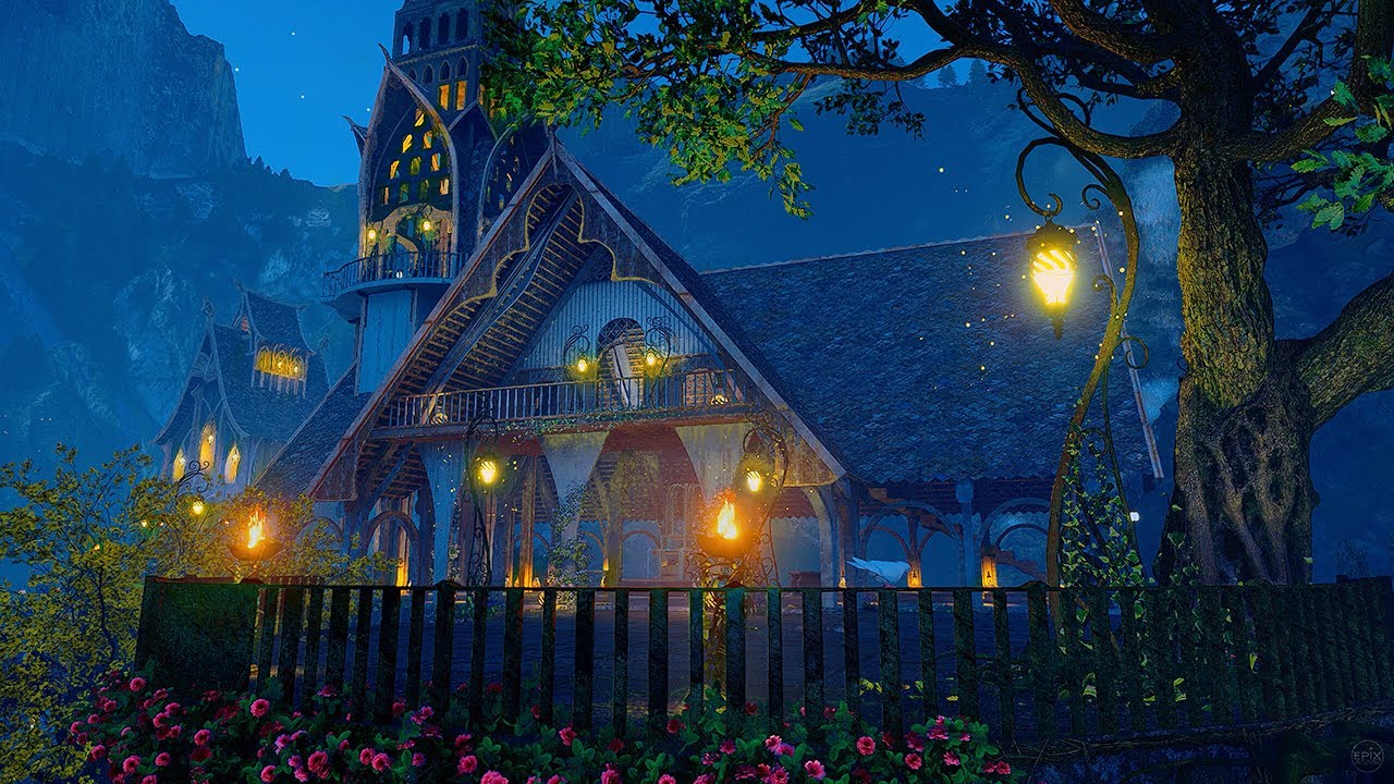 Blue Hour in Elven Kingdom Ambience 🌿✨ Calm Nature Night Sounds | Immersive Tour through Rivendell