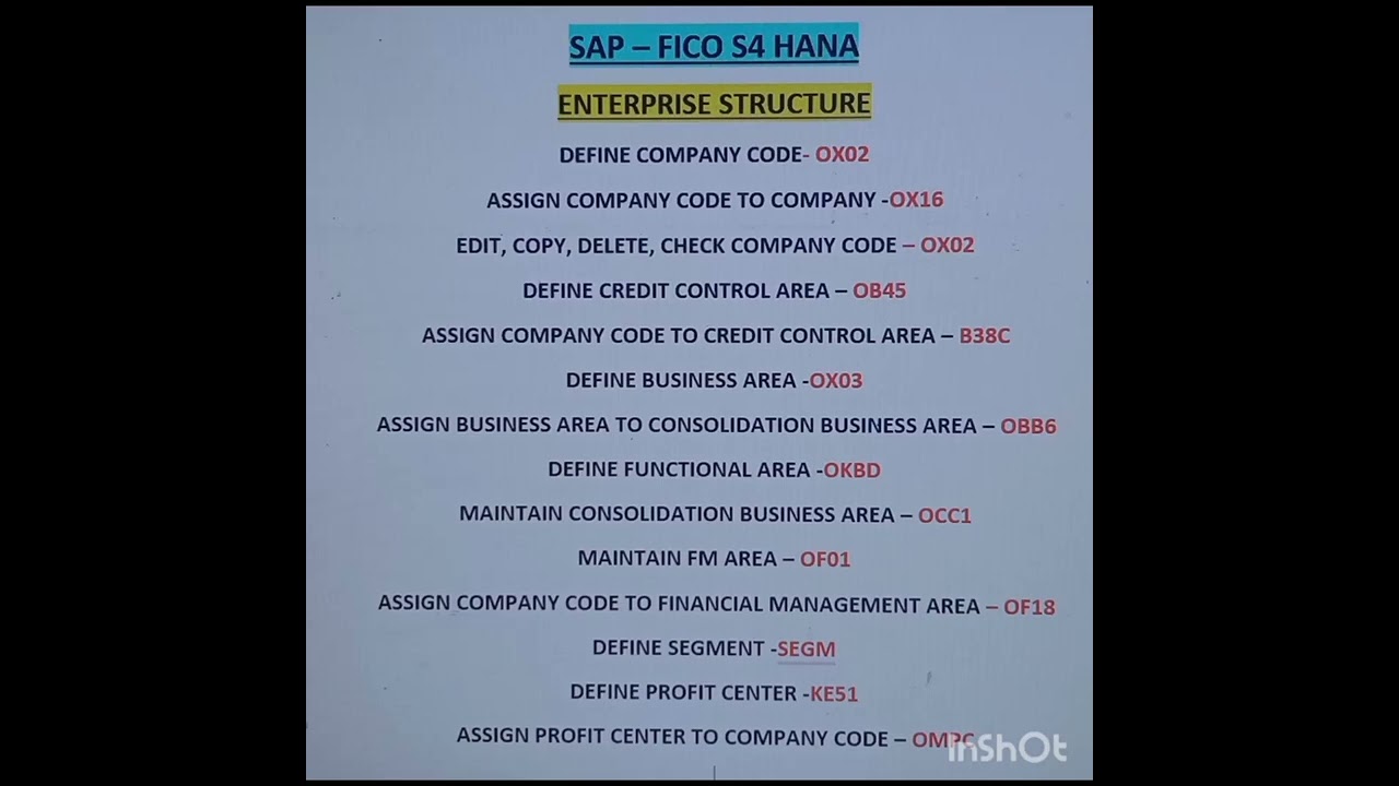 SAP FICO S4 HANA - Enterprise Structure T CODE - 01