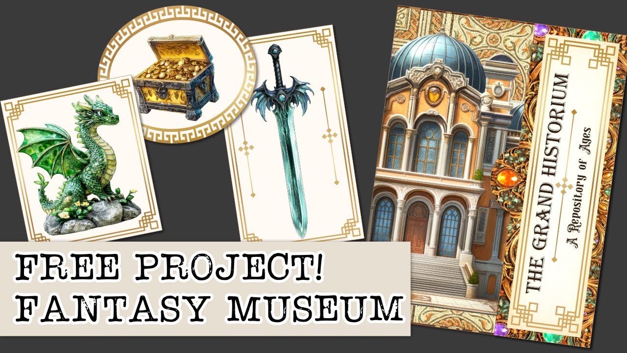 Free Project The Grand Historium Museum | Fantasy Paper Crafting Kit with Story | Junk Journal Folio