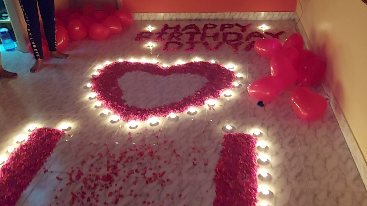 Birthday surprise || beautiful and elegant decoration with rose petals