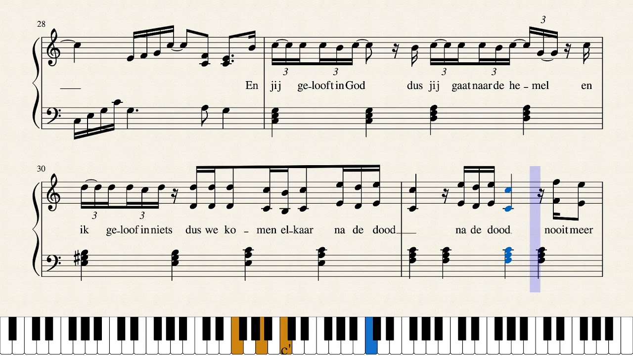 PAPA - STEF BOS - Piano Tutorial (met lyrics) FREE SHEETS