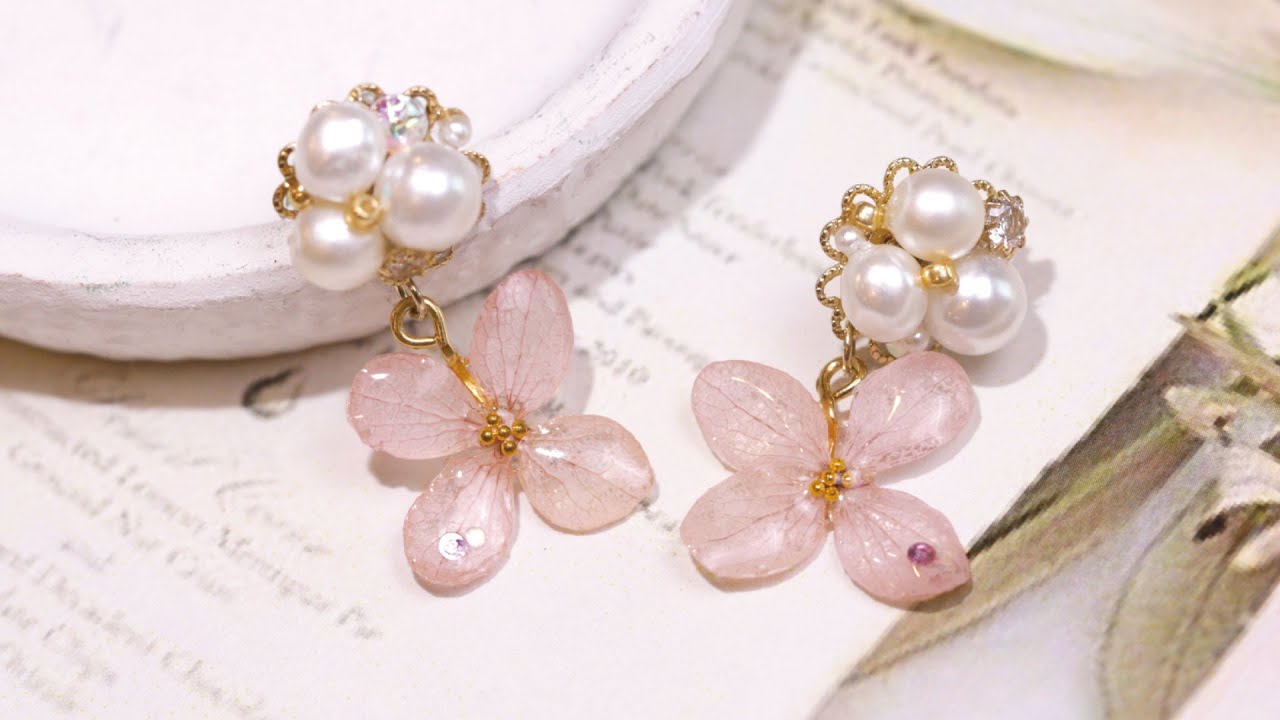Nail Labo｜透明小花珍珠耳環 ｜DIY工藝｜手作飾品｜NLT教學部｜滴膠應用｜繡球花｜珍珠｜造型設計｜PADICO｜教學