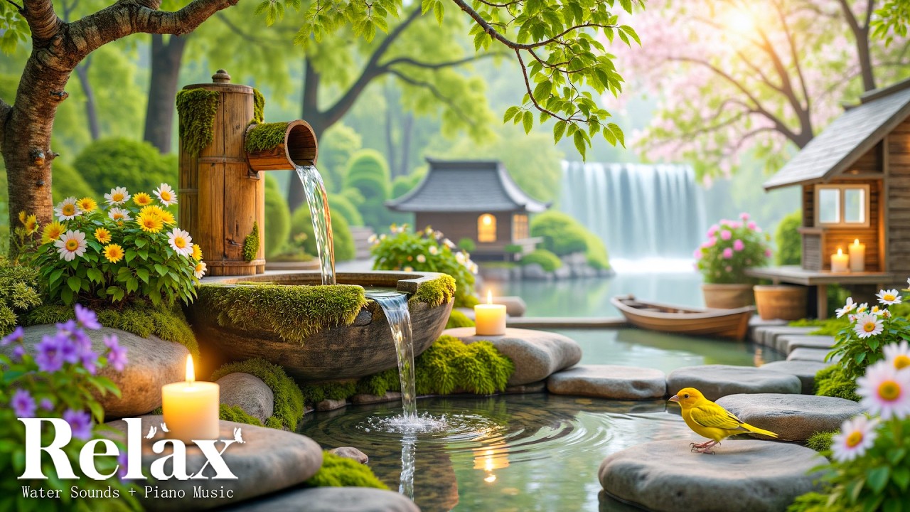 Relaxing Music for Relieving Anxiety and Stress 🌿 Soothing Music, Bamboo Water Sounds, Spa & Massag