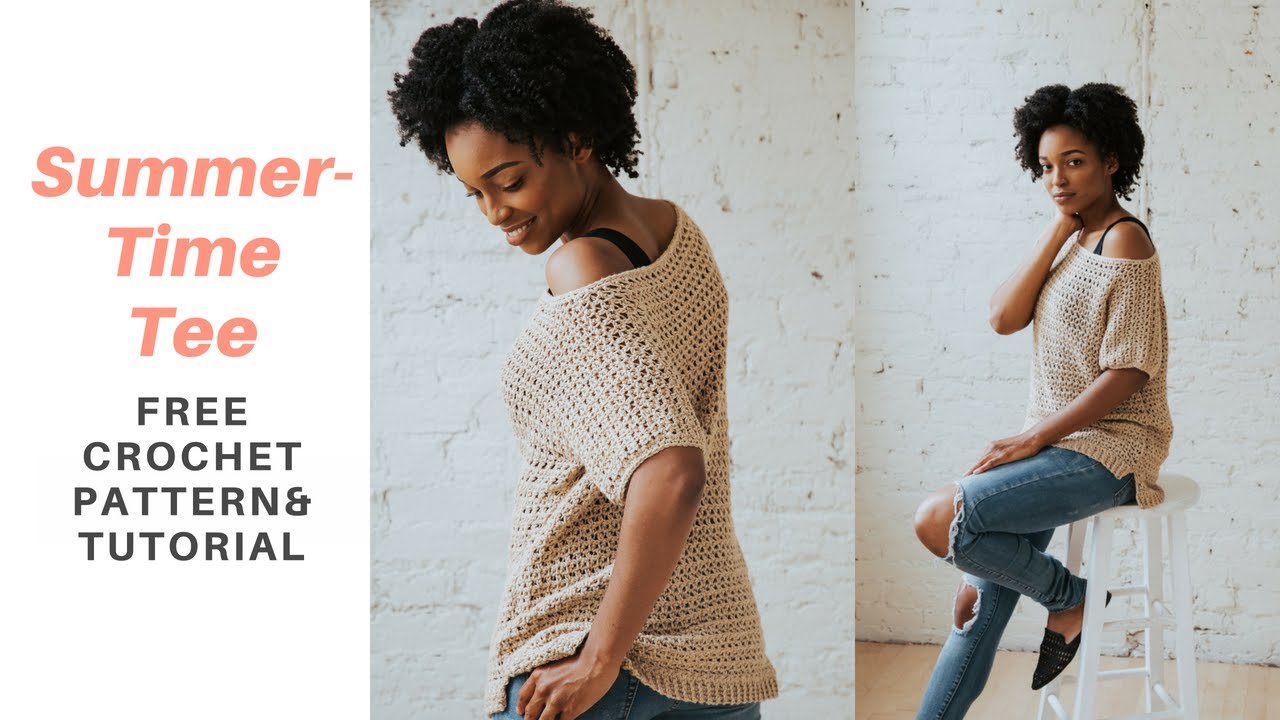 Summertime Tee - A Breezy Crochet Top *FREE CROCHET PATTERN AND TUTORIAL*